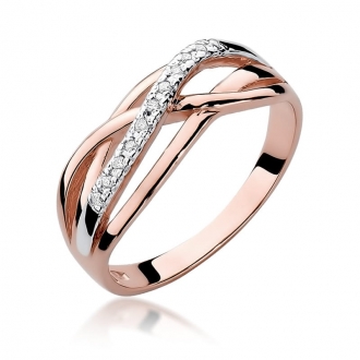 Pierścionek z różowego złota z brylantami 0.10ct BD157/R