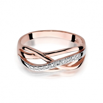 Pierścionek z różowego złota z brylantami 0.10ct BD157/R