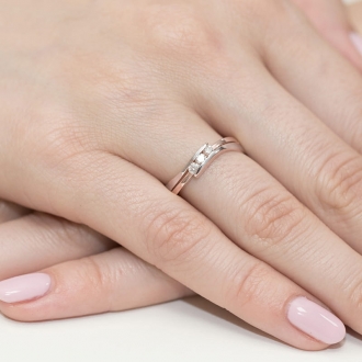 Pierścionek z różowego złota z brylantami 0.12ct BD159/R