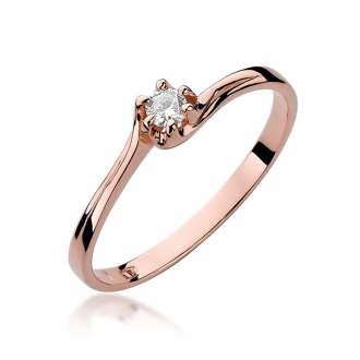 Pierścionek z różówego złota z brylantem 0.10ct BD163/R