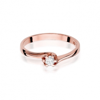 Pierścionek z różówego złota z brylantem 0.10ct BD163/R