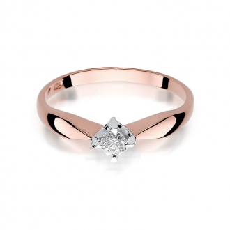 Pierścionek z różowego złota z brylantem 0.12ct BD171/R