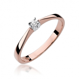 Pierścionek z różowego złota z brylantem 0.03ct BD175/R
