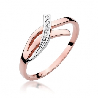 Pierścionek z różowego złota z brylantami 0.02ct BD179/R
