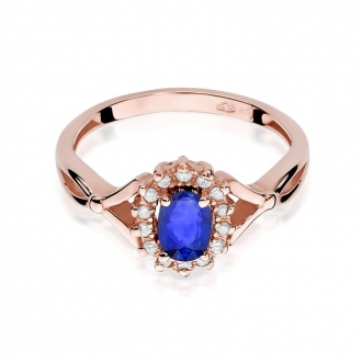 Pierścionek z różowego złota z szafirem i brylantami BD182S/R