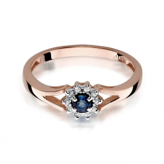 Pierścionek z różowego  złota z szafirem i brylantami BD185S/R