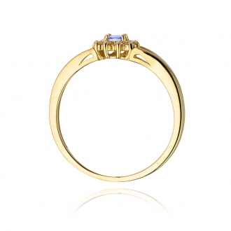 Złoty pierścionek z tanzanitem i brylantami BD185TZ