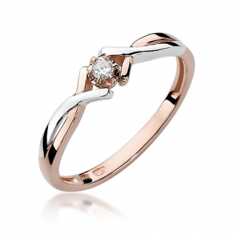 Pierścionek z różowego złota z brylantem 0.10ct BD190B/10/R