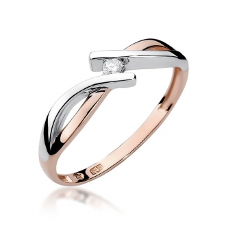 Pierścionek z różowego złota z brylantem 0.10ct BD191B/R