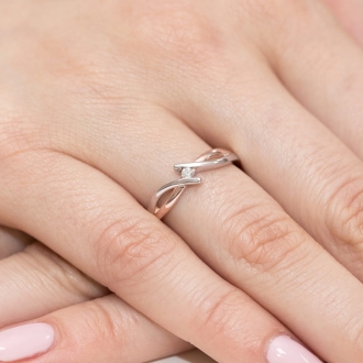 Pierścionek z różowego złota z brylantem 0.10ct BD191B/R