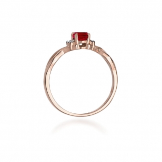 Pierścionek z różowego złota z rubinem i brylantami BD19R/R