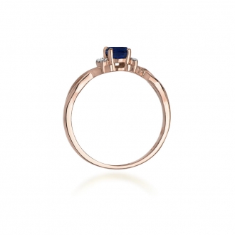 Pierścionek z różowego złota z szafirem i brylantami BD19S/R