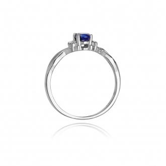 Pierścionek z białego złota z tanzanitem i brylantami BD19TZ/W