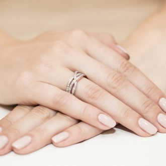 Pierścionek z różówego złota z brylantami 0.27ct BD215/R