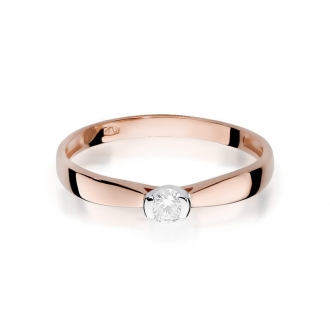Pierścionek z różowego złota z brylantem 0.10ct BD223/10/R