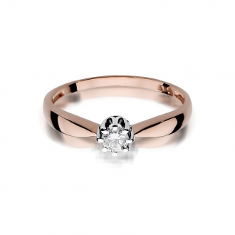 Pierścionek z różowego złota z brylantem 0.15ct BD228/R