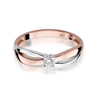 Pierścionek z różowego złota z brylantem 0.10ct BD248/R