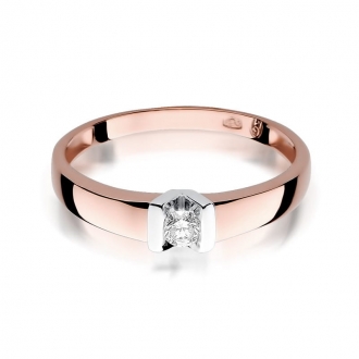 Pierścionek z różowego  złota z brylantem 0.10ct BD249/R