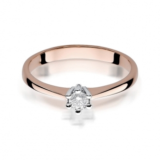 Pierścionek z różowego złota z brylantem 0.15ct BD256/R