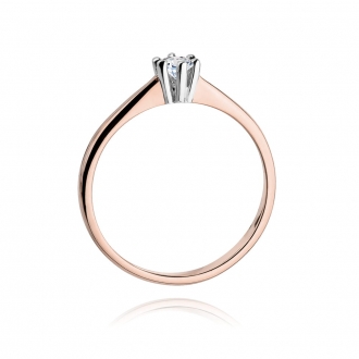 Pierścionek z różowego złota z brylantem 0.15ct BD256/R