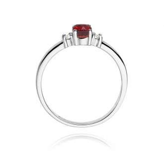 Złoty pierścionek z rubinem i brylantami BD264R