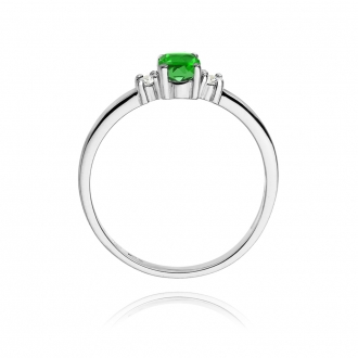 Pierścionek z białego złota ze szmaragdem i brylantami BD264SM/W
