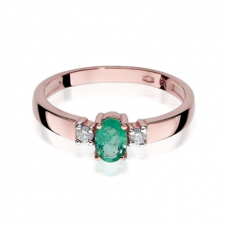 Pierścionek z różowego złota ze szmaragdem i brylantami BD264SM/R