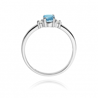 Pierścionek zaręczynowy z białego złota z topazem i brylantami BD264T/W