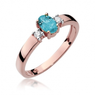 Pierścionek z różowego złota z topazem i brylantami BD264T/R