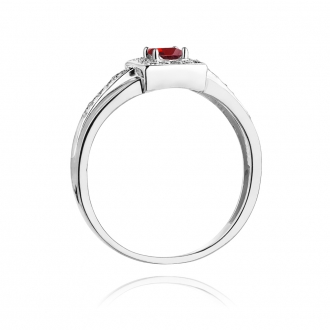 Pierścionek z białego złota z rubinem i brylantami BD271R/W