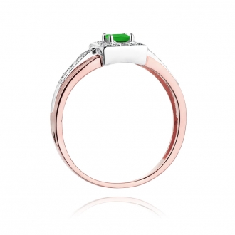 Pierścionek z różowego złota ze szmaragdem i brylantami BD271SM/R