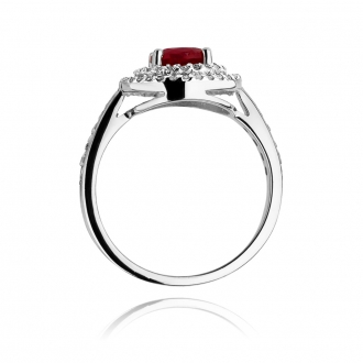 Pierścionek z białego złota z rubinem i brylantami BD274R/W