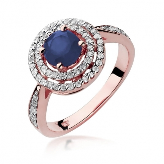 Pierścionek z różowego złota z szafirem i brylantami BD274S/R