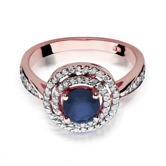 Pierścionek z różowego złota z szafirem i brylantami BD274S/R