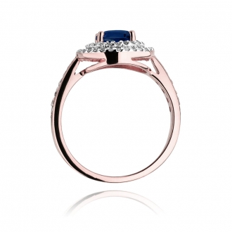 Pierścionek z różowego złota z szafirem i brylantami BD274S/R