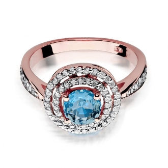 Pierścionek z różowego złota z topazem i brylantami BD274T/R