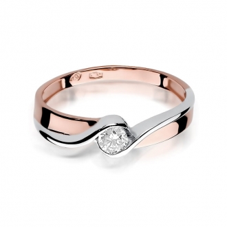 Pierścionek z różowego złota z brylantem 0.15ct BD278/R
