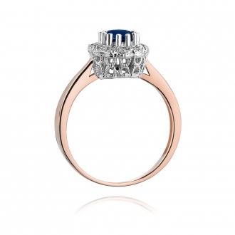Pierścionek z różowego złota z szafirem i brylantami BD284S/R