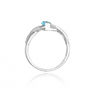 Pierścionek zaręczynowy z białego złota z topazem i brylantami BD28T/W