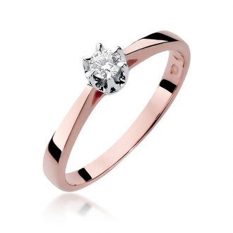 Pierścionek z różowego złota z brylantem 0.12ct BD295/R
