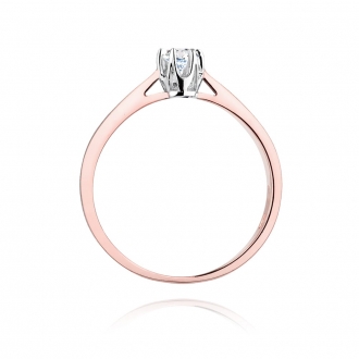 Pierścionek z różowego złota z brylantem 0.12ct BD295/R