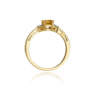 Złoty pierścionek z cytrynem i brylantami BD2C