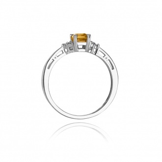 Złoty pierścionek z cytrynem i brylantami BD2C