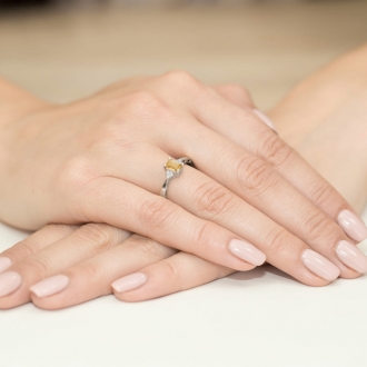 Pierścionek z białego złota z cytrynem i brylantami BD2C/W