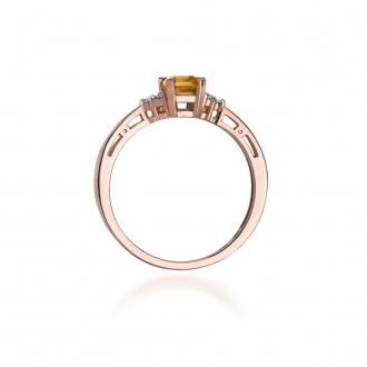 Pierścionek z różówego złota z cytrynem i brylantami BD2C/R
