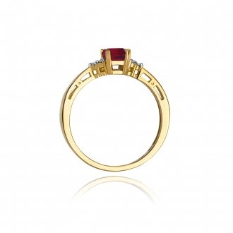 Złoty pierścionek z rubinem i brylantami BD2R