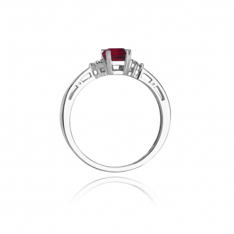 Złoty pierścionek z rubinem i brylantami BD2R