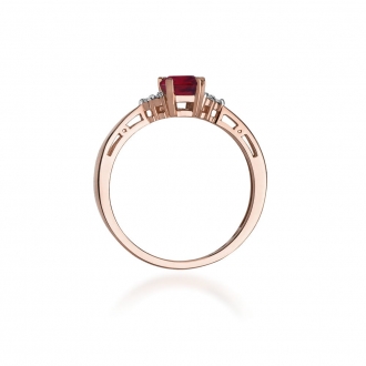 Pierścionek z różowego złota z rubinem i brylantami BD2R/R