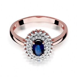 Pierścionek z różówego złota z szafirem i brylantami BD303S/R