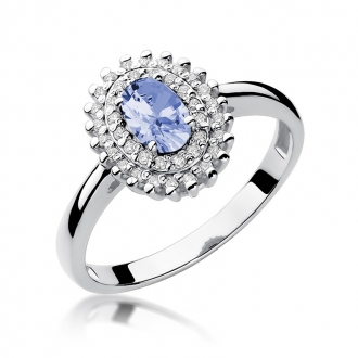 Pierścionek z białego złota z tanzanitem i brylantami BD303TZ/W